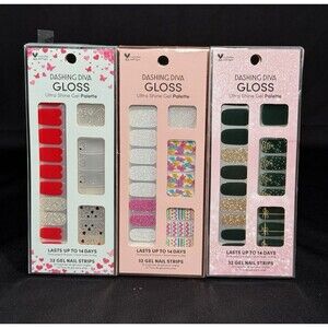 Dashing Diva Nail Strips Holiday Lot Of 3 Valentines Christmas Easter Festive